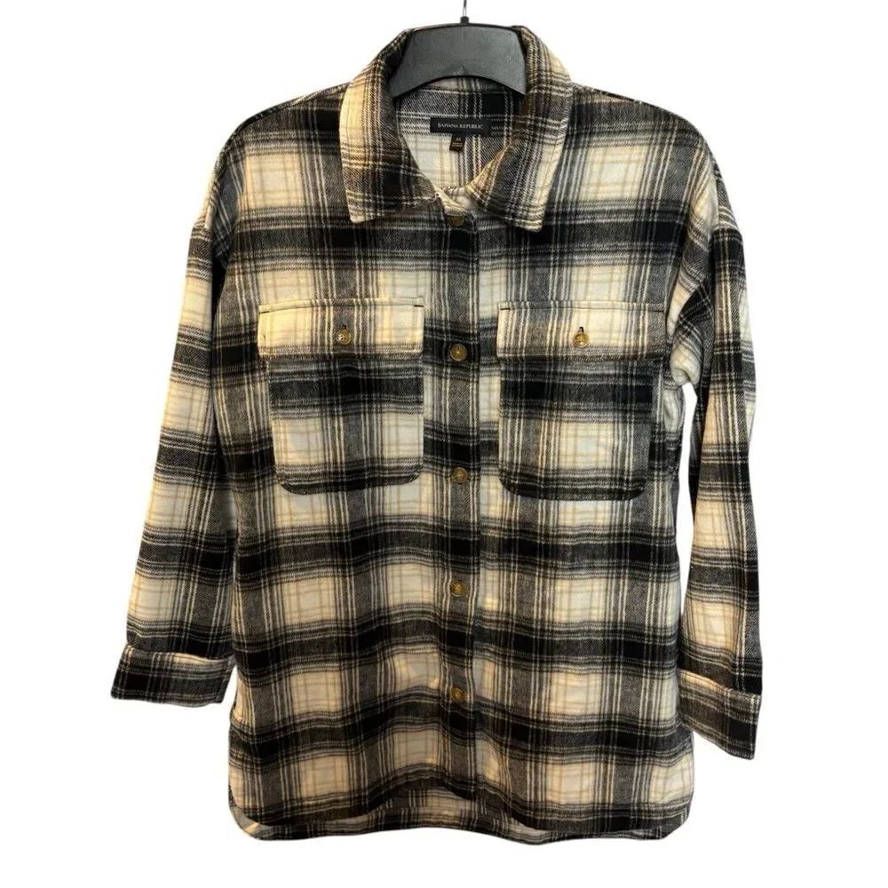 Banana Republic Men's Plaid Button-Up Long Sleeve Shirt/Jacket Size Medium